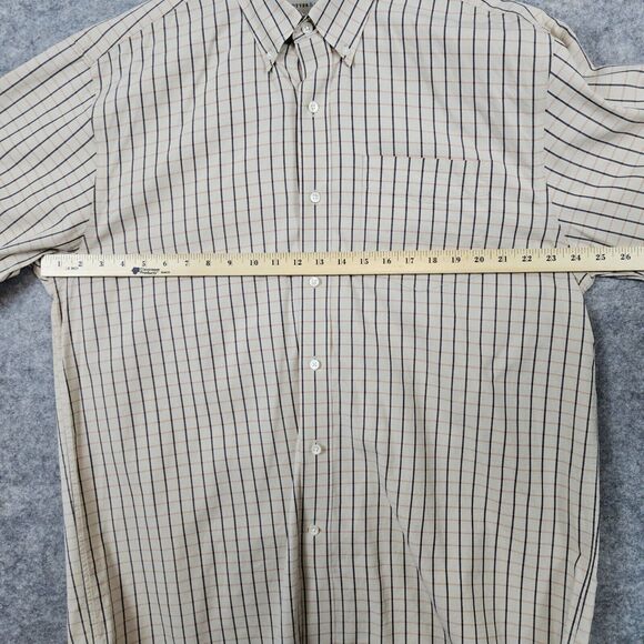 Cutter & Buck Beige Windowpane‎ 100% Cotton XL Short Sleeve Button Up/Down Shirt - Picture 7 of 10